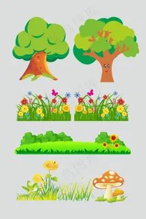 卡通花草大树道具 卡通花草大树道具