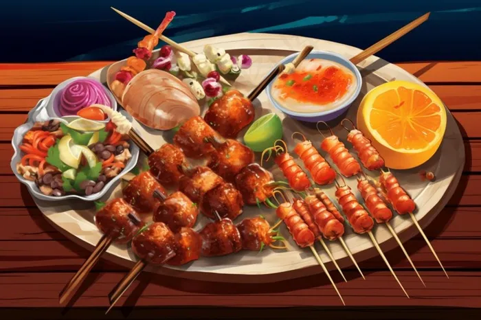 烧烤烤肉美食食物插画素材背景(1344x896)