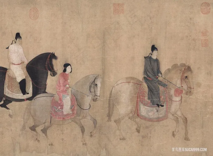 唐 张萱 虢国夫人游春图卷