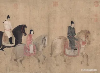 唐 张萱 虢国夫人游春图卷