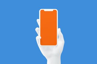 白色右手手持苹果手机展示样机