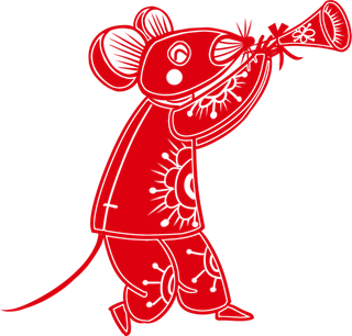 红色喜庆鼠年剪纸窗花新年快乐免扣PNG素材图片 (22)