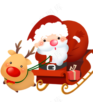 圣诞节麋鹿圣诞老人圣诞礼物雪橇