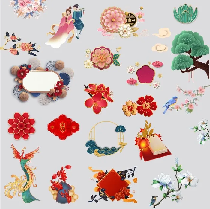 国风素材合cdr矢量模版下载