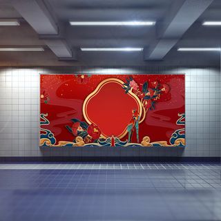 中国风国潮展板背景psd分层模板