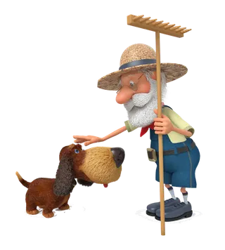 现代农业农场主与狗