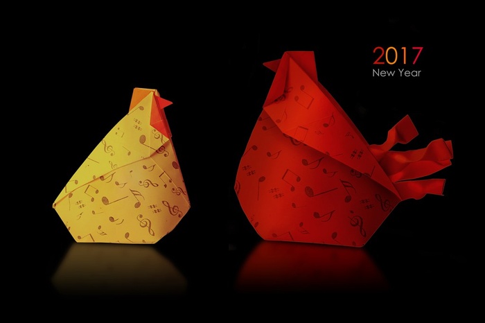 公鸡饰品新年海报背景高清素材