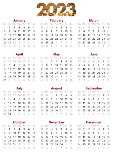 2023 年日历 PNG免抠(1900x2600)