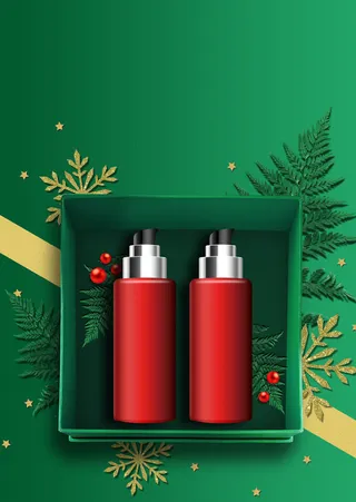 化妆品礼物绿色海报