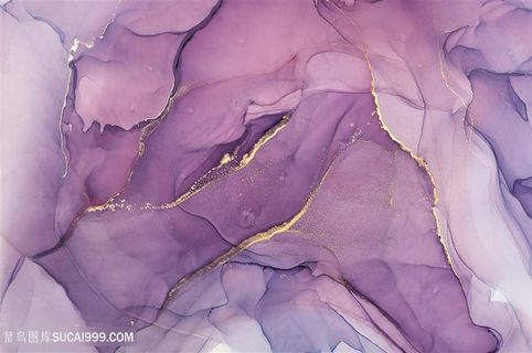 横板金箔金粉紫色玫红色水彩晕染画芯背景图片素材