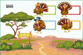 动物世界卡通不干胶标签贴纸