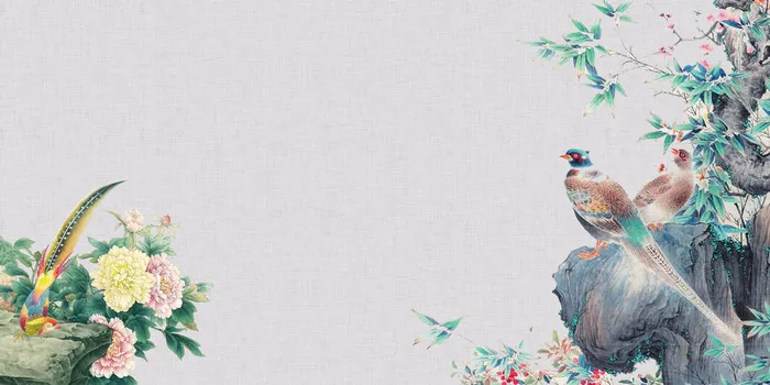 中国风传统水墨古风古典展板边框工笔画PS海报背景平面设计素材psd模版下载
