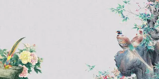 中国风传统水墨古风古典展板边框工笔画PS海报背景平面设计素材