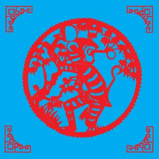 猴子剪纸 剪纸风元素