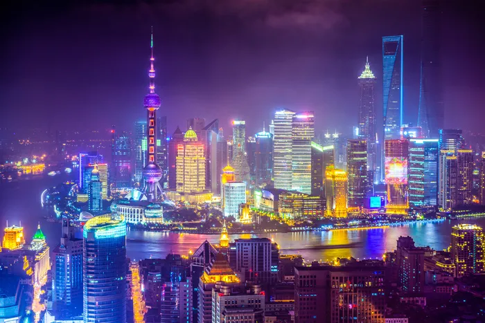夜晚璀璨城市大城市夜景高端高楼