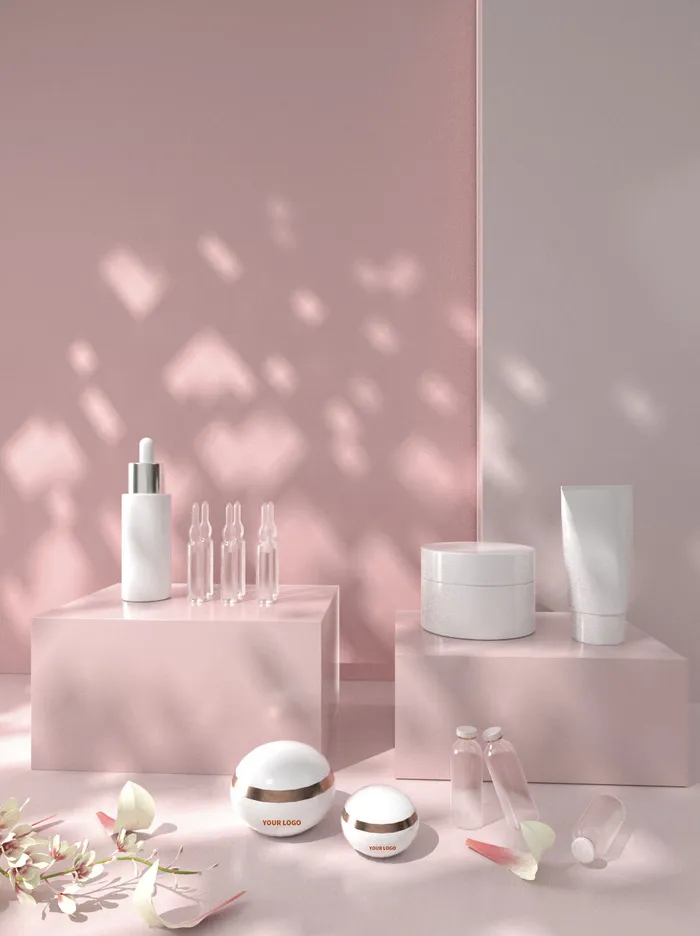 化妆品VI样机贴图包装logo样机psd模版下载