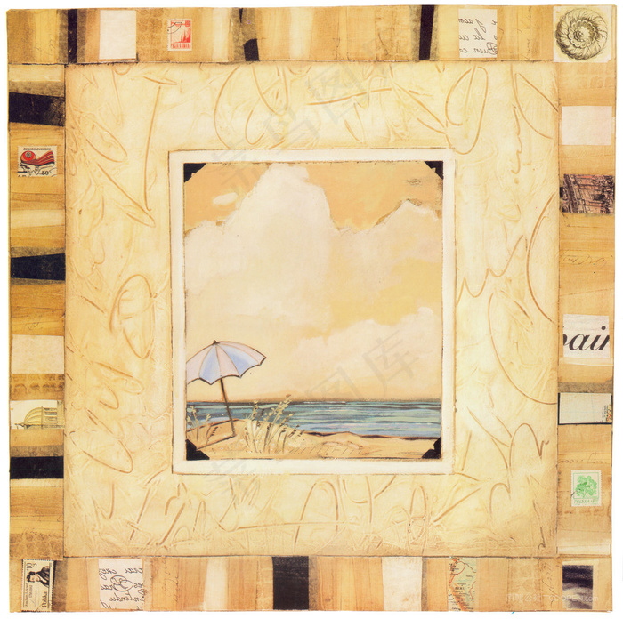 海景复古艺术插画