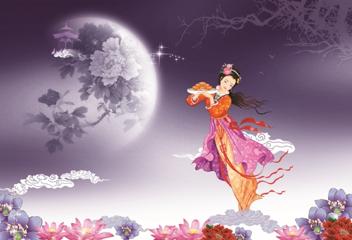 中秋节快乐嫦娥月亮背景