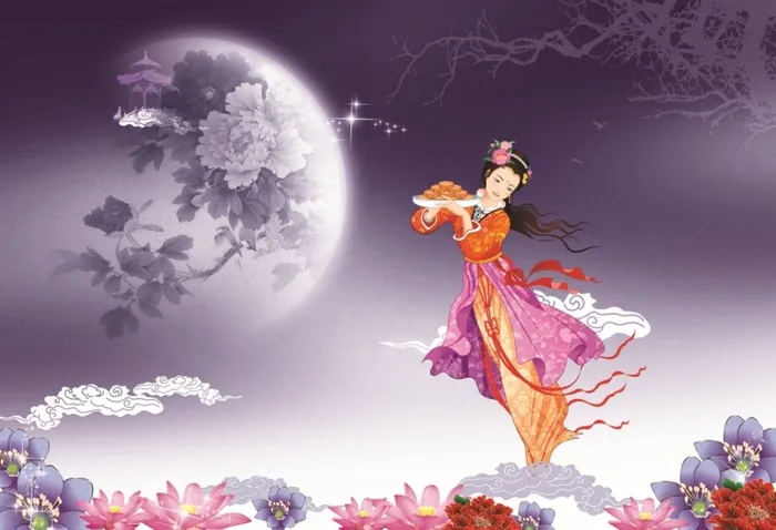 中秋节快乐嫦娥月亮背景psd模版下载
