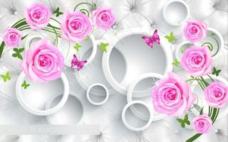 玫瑰花纹3D背景墙