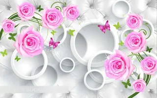 玫瑰花纹3D背景墙
