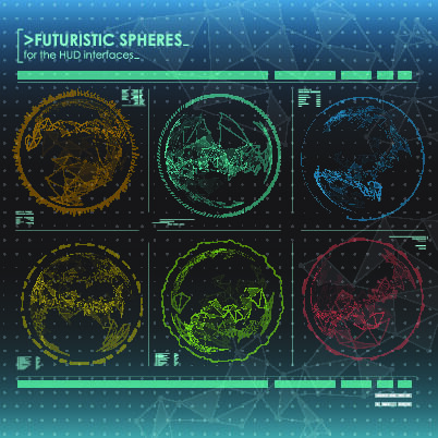 科幻未来科技操作仪表盘HUD元素图游戏UI图标界面边框矢量AI素材