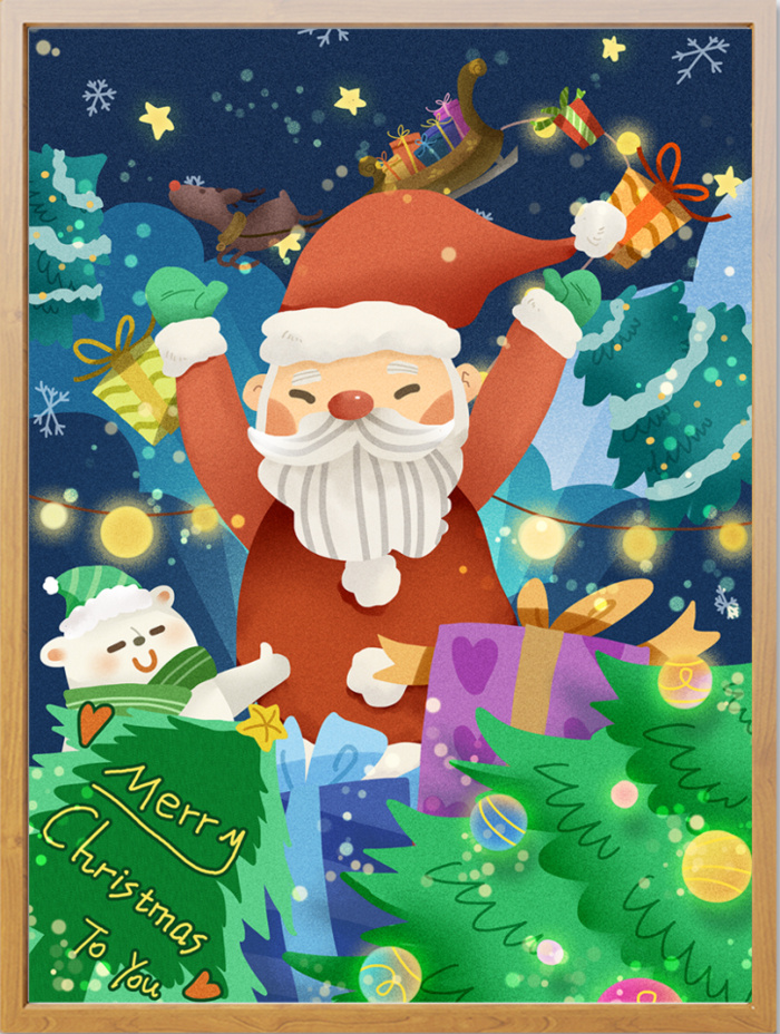 圣诞节插画开心圣诞老人