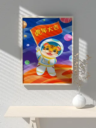 2022新年可爱卡通虎年国潮风海报