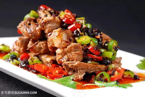 豆椒排骨中华美食摄影图