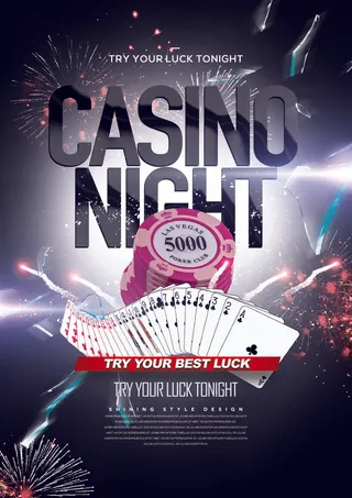 赌场紫蓝色色传单海报