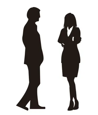 矢量男女站立剪影