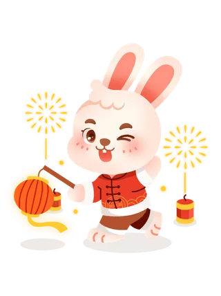 兔年插画兔年新年元素PNG免扣素材