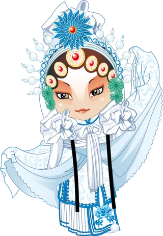 卡通京剧戏剧人物脸谱插画PNG图片 国潮中国风Q版戏剧人物PS素材