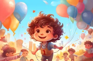 儿童孩子玩耍气球乐园聚会插画海报素材背景