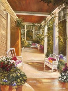 室内沙发花卉高清油画