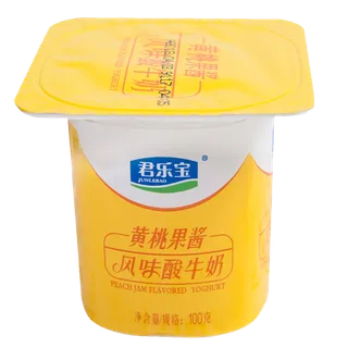 君乐宝黄桃牛奶1超市商品白底图免抠实物摄影png格式图片透明底