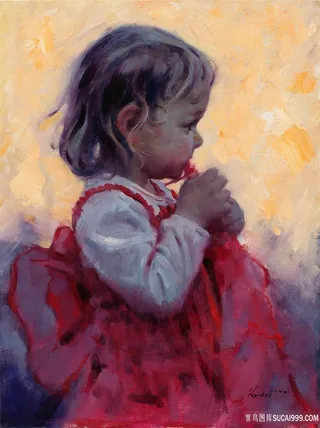 唯美西方女孩肖像油画