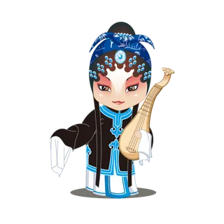 卡通京剧戏剧人物脸谱插画PNG图片 国潮中国风Q版戏剧人物PS素材