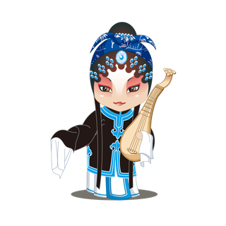 卡通京剧戏剧人物脸谱插画PNG图片 国潮中国风Q版戏剧人物PS素材