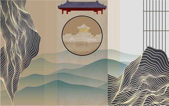 新中式背景墙 psd模版下载