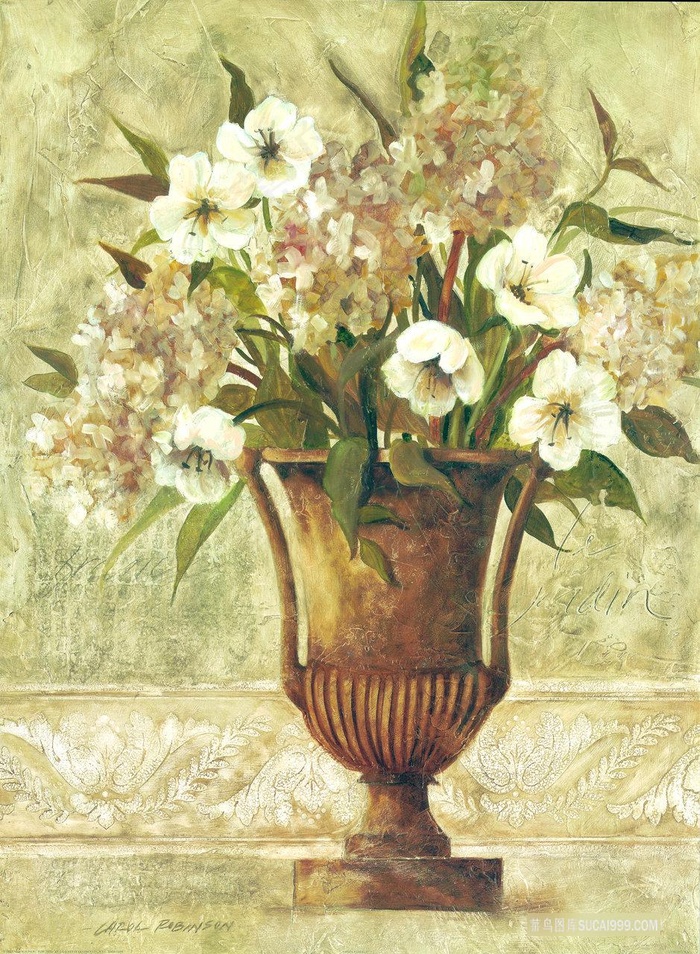 静物花瓶花卉插画油画