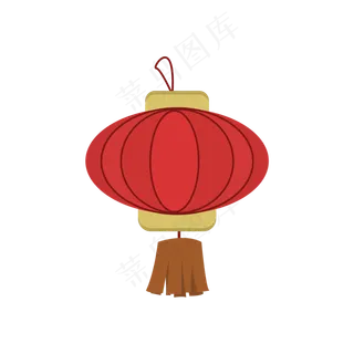 中国风 手绘 卡通元素 传统 复古红 灯笼装饰 PNG 免抠 