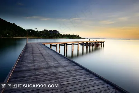 宁静的海边木桥风景图片 宁静的海边木桥风景图片