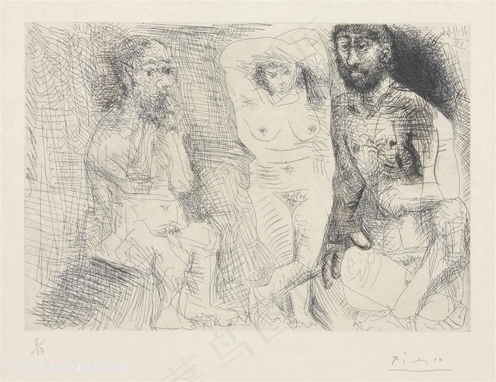 毕加索素描人物时尚艺术挂画