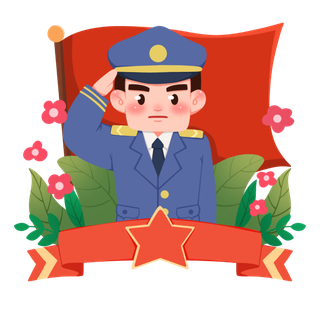 手绘建党节建军节海陆空部队军人爱国插画