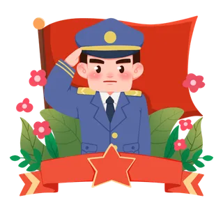 手绘建党节建军节海陆空部队军人爱国插画