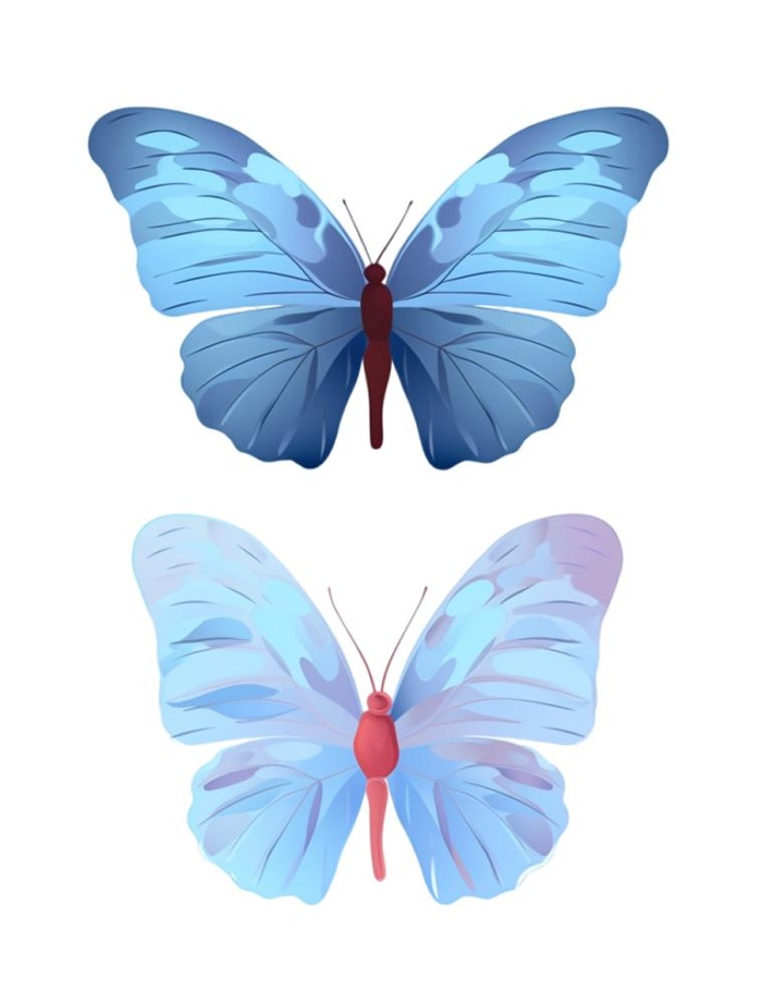 蝴蝶蓝色插画元素(960x1264)
