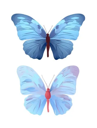 蝴蝶蓝色插画元素