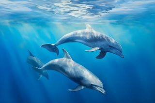 大海海豚生物蓝色背景