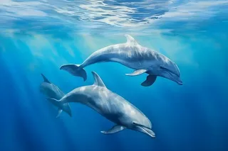 大海海豚生物蓝色背景